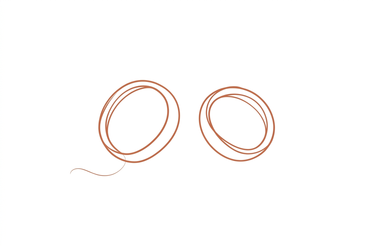 Line drawing of two wedding rings lying apart from each other